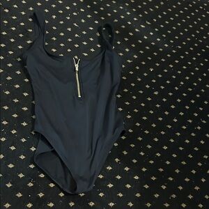 Michael Kors Black Zippered One-Piece Swimsuit